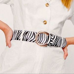 Faux Leather Zebra Print Circle Belt